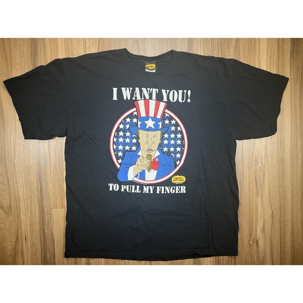 Beavis and Butthead MTV 2010 Shirt Uncle Sam “I Want You To Pull My Finger” XL